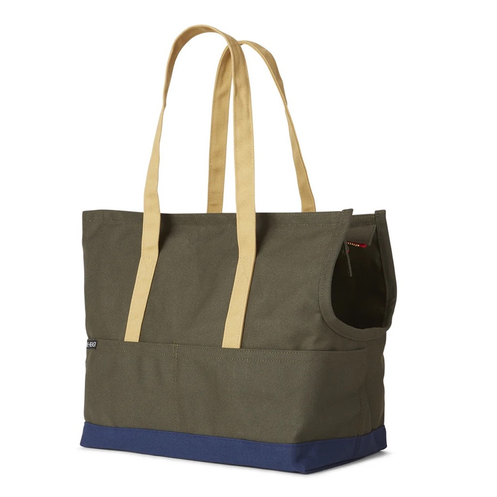 Love Thy Beast size large dog carrier tote bag, olive green, still has tags